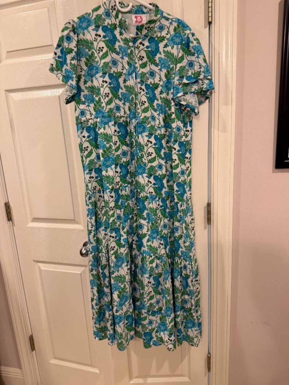 Victoria Dunn Maxi Dress Size Large Blue/Green Print